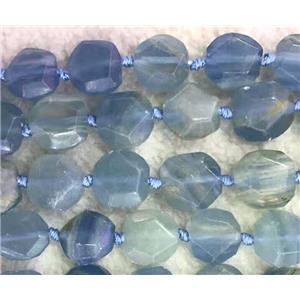 blue calcite beads, faceted square, approx 13x13mm