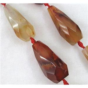 red agate beads, faceted teardrop, approx 15-45mm