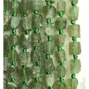 green Apatite nugget beads, freeform chip, approx 6-9mm