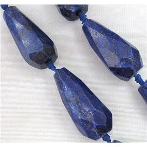lapis lazuli beads, blue, faceted teardrop, approx 15-45mm