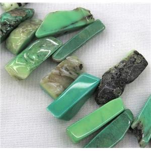 green grass agate collar beads, stick, approx 15-50mm