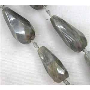 labradorite beads, faceted teardrop, approx 15-45mm