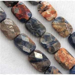 Orange Sodalite beads, faceted rectangle, approx 10x14mm