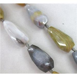 botswana agate beads, faceted teardrop, approx 15-45mm