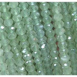 tiny green Prehnite Beads, faceted rondelle, approx 4x6mm
