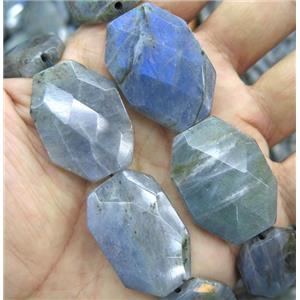 Labradorite beads, faceted freeform, Grade AA, approx 30x40mm