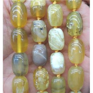 yellow Opal Jasper beads, barrel, approx 10x15mm