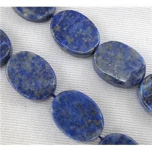 lapis lazuli bead, flat oval, blue, approx 12x16mm
