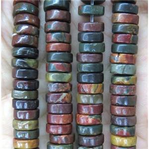 red Picasso Jasper disk Beads, approx 6mm dia