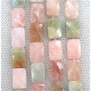 beryl Morganite beads, faceted rectangle, approx 8x12mm