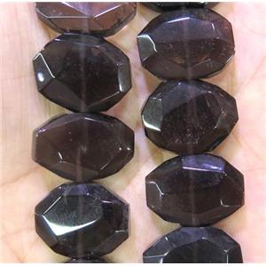smoky quartz bead, faceted oval, approx 15-20mm