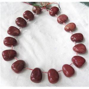 Red Jasper collar beads, teardrop, top-drilled, approx 15-26mm