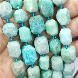 Amazonite nugget beads, faceted freeform, green, approx 14-20mm