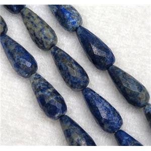 Lapis Lazuli beads, faceted teardrop, blue, approx 12-25mm