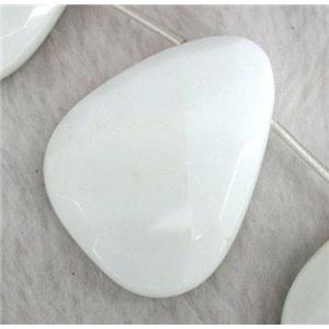 white porcelain beads, faceted freeform, approx 30x40mm, 15.5 inches