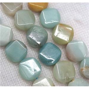 Amazonite beads, faceted flat round, approx 16mm dia