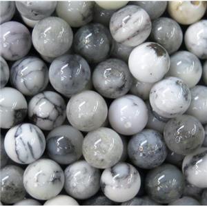 natural white and black Agate beads, round, approx 6mm dia