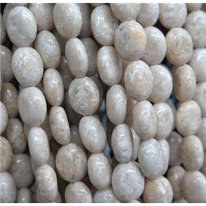 white Chinese River Jasper oval beads, Grade B, approx 8x10mm