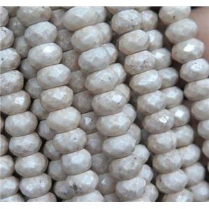 white Chinese River Jasper beads, faceted rondelle, Grade B, approx 5x8mm