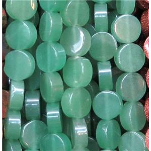 green Aventurine bead, flat round, approx 12mm dia