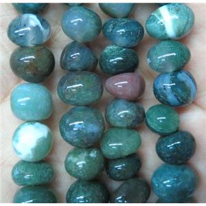 Indian Agate bead chip, green, freeform, approx 6-10mm
