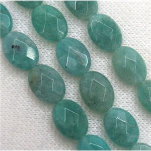Russian Amazonite bead, faceted oval, green, approx 10x14mm