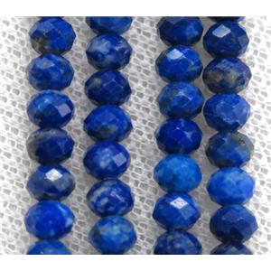 blue Lapis Lazuli beads, faceted rondelle, approx 4x6mm