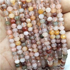 mix Rutilated Quartz beads, faceted rondelle, approx 4x6mm