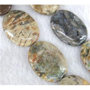 Ocean Agate beads, flat oval, approx 25x35mm, 15.5 inches