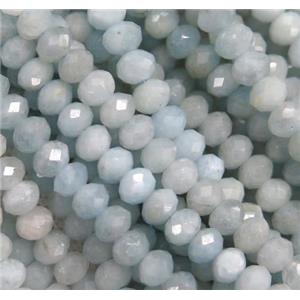 blue Aquamarine beads, faceted rondelle, approx 4x5mm