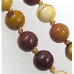 round mookaite beads knot Necklace Chain, approx 8mm dia, 35.5 inch length
