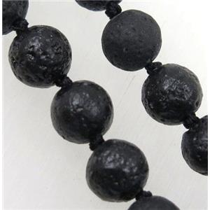 Lava stone beads knot Necklace Chain, round, approx 8mm dia, 35.5 inch length