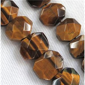 tiger eye stone bead, faceted oval, yellow, approx 10-14mm