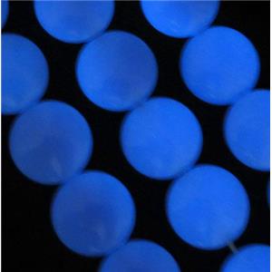 blue GlowStone beads, flatround, approx 12mm dia