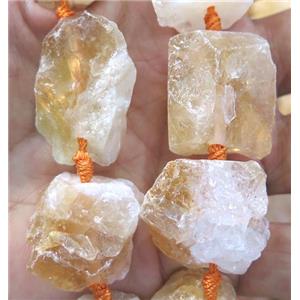 Citrine nugget beads, freeform, rough, approx 15-25mm