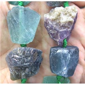fluorite nugget beads, freeform, rough, approx 15-25mm