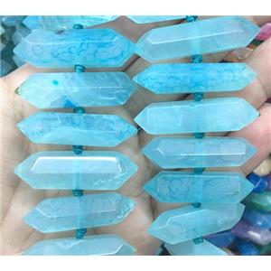 aqua agate bullet beads for necklace, approx 20-40mm
