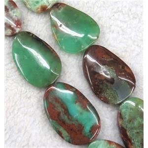 green Australian Chrysoprase slice beads, freeform, approx 25-40mm