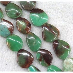 green Australian Chrysoprase slice beads, freeform, approx 15-22mm