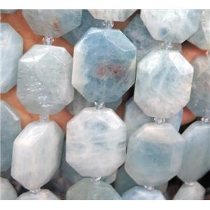 Aquamarine slice beads, faceted freeform, blue, approx 25-35mm