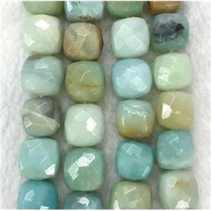 green faceted Amazonite cube beads, approx 10x10mm