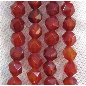 red agate beads ball, faceted round, approx 8mm dia