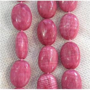 Chinese Rhodonite oval beads, dye pink, approx 13x18mm