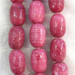 Chinese Rhodonite barrel beads, dye pink, approx 13x18mm