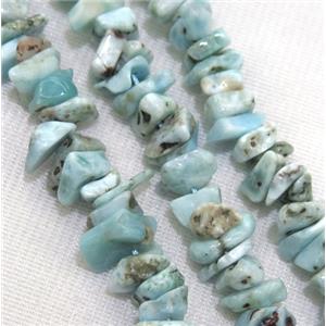 blue Larimar chip beads, freeform, approx 8-14mm