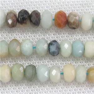 Amazonite beads, faceted rondelle, approx 5x8mm