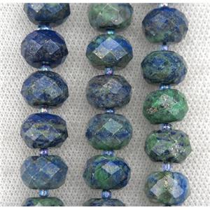 Azurite beads, faceted rondelle, approx 13-14mm