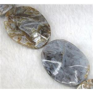 gray Bamboo Agate beads, wave oval, approx 22x30mm, 15.5 inches