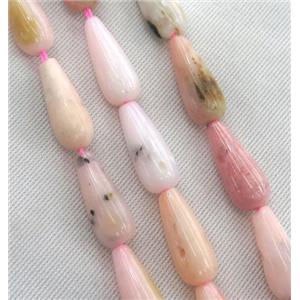 pink opal stone beads, teardrop, approx 8x20mm