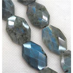 Labradorite slice beads, faceted freeform, A-grade, approx 18x25mm
